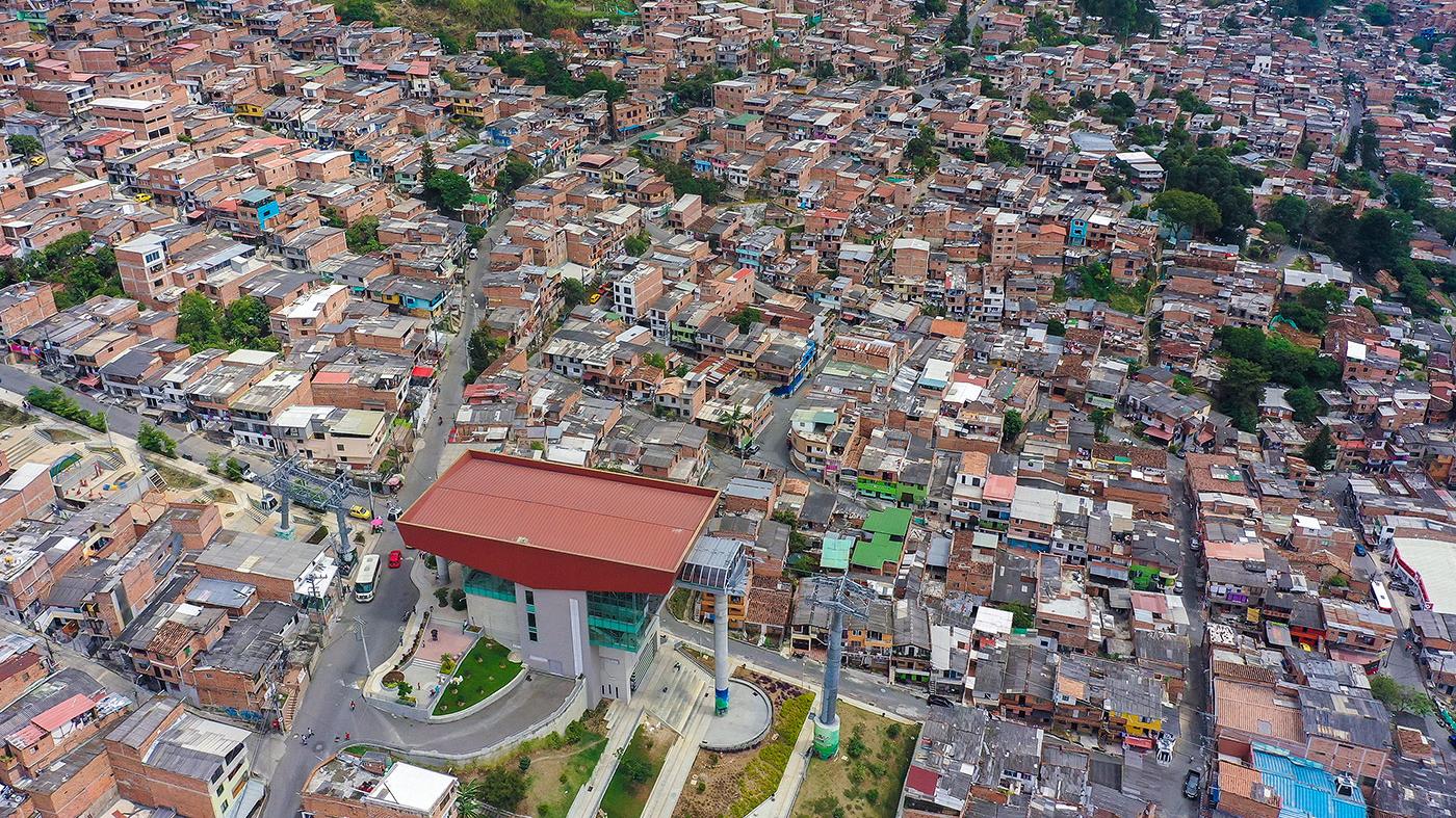 Metrocable M-Line (Medellin – Colombia) – Middle station “El Pinal” (aerial view) 